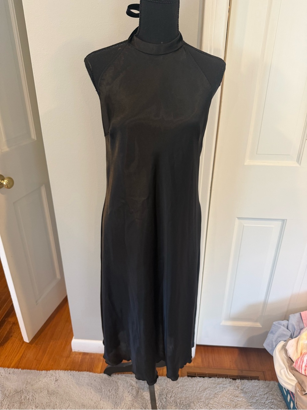 Black Bebe halter midi dress